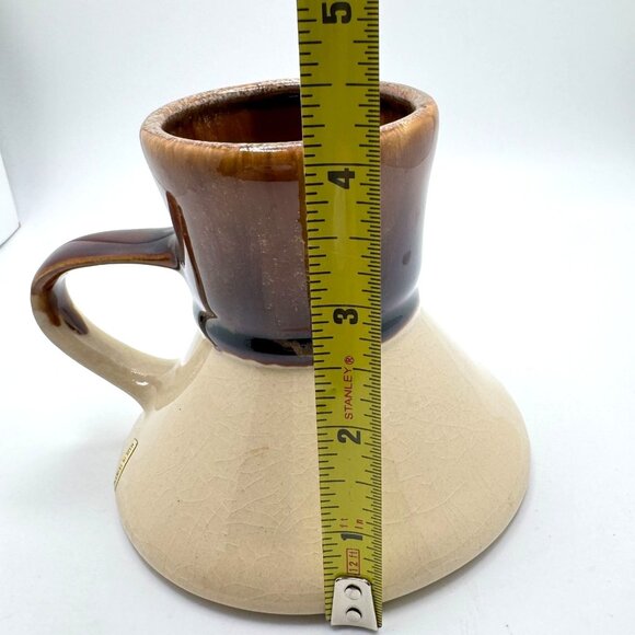 Arkansas Ceramic Pottery Mug Birds Flowers Spill-Proof Handle Brown Beige Vtg - Picture 3 of 6